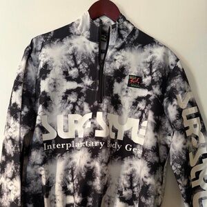 Surfsyle Black & White Tie-Dye Quarter Zip Pullover